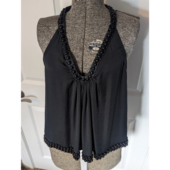 Development by Erica Davies Studded /beaded Tank Racerback 100% silk lined top - Picture 3 of 11